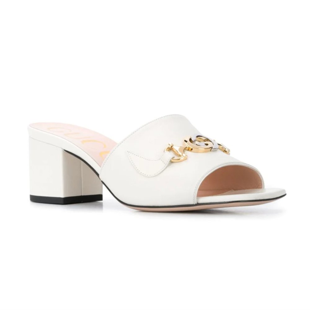 Gucci Horse-bit Detail Square Toe Sandals in White NEW IN BOX WITH SHOE BAGS